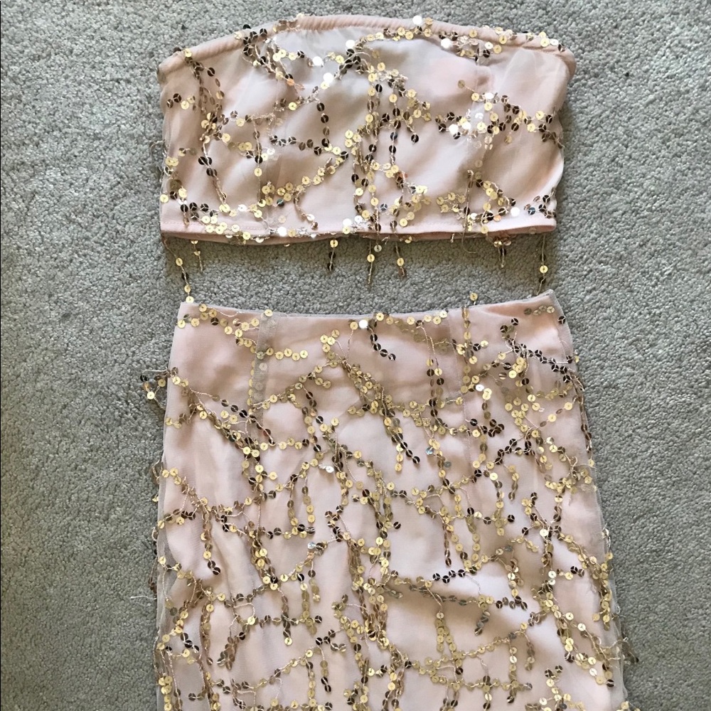 Showpo Pink Sequined Two Piece